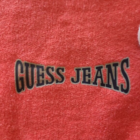 Vntg Guess Jeans 100% cotton, sweater‎ tee Orange, Hooded. - Picture 2 of 9